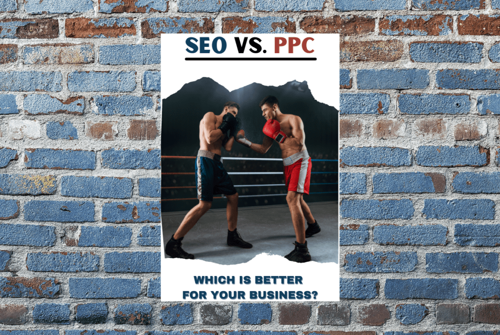 Two boxers providing a visual reference of SEO vs. PPC